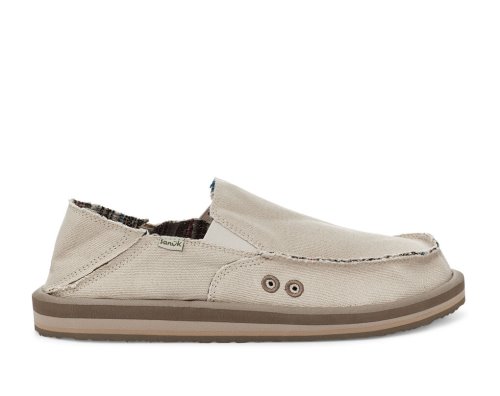 Sanuk Mens Vagabond Soft Top Hemp Collapsible Heel Beige Shoes | AJDQUB695